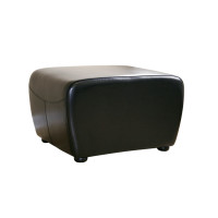 Baxton Studio Full Leather Ottoman Black Y-051-023-black